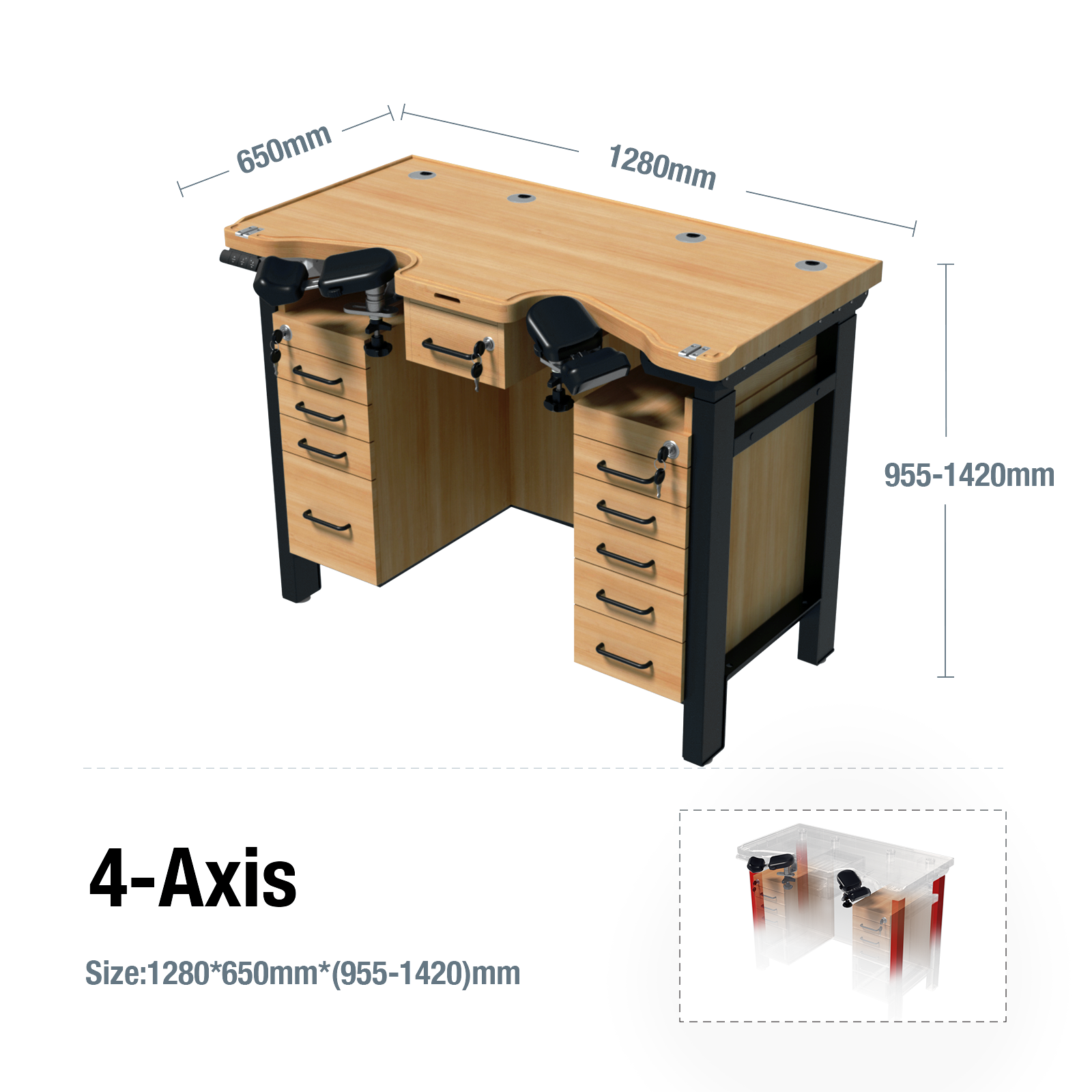 Height-Adjustable Watchmaker Workbench - BiaoJiang