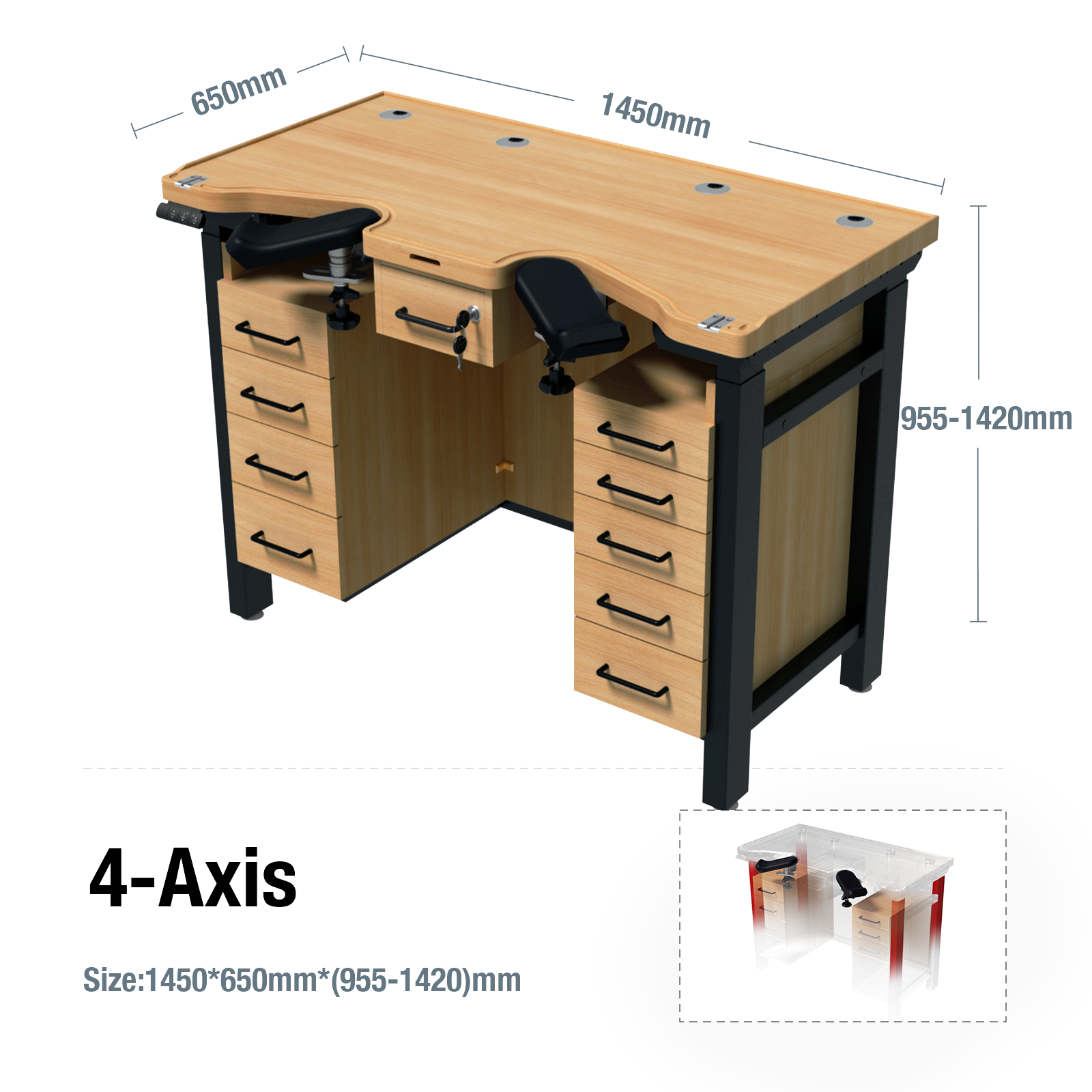 Height-Adjustable Watchmaker Workbench - BiaoJiang