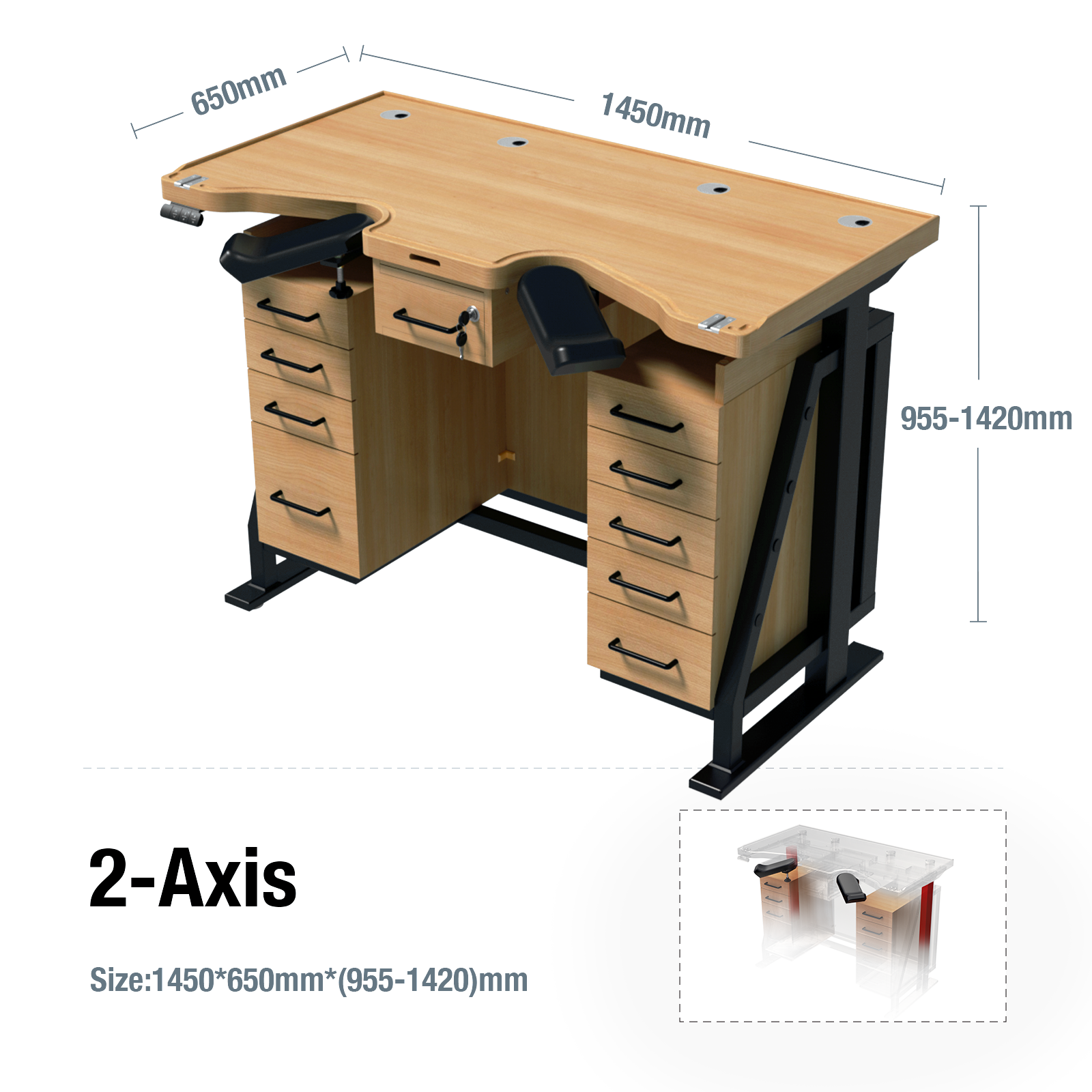 Height-Adjustable Watchmaker Workbench - BiaoJiang